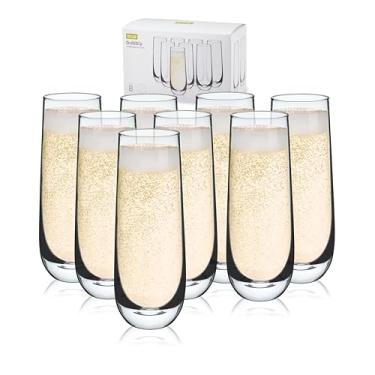 Imagem de True Champanhe, Mimosa sem haste, taças de vinho, 255 g, conjunto de 8, transparente