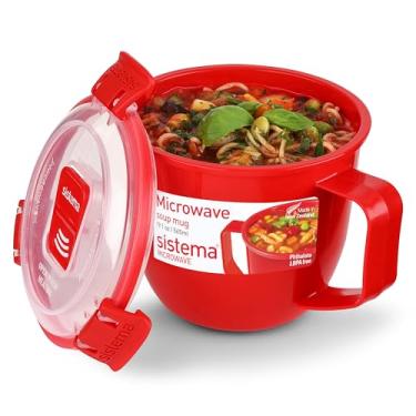Imagem de Sistema Caneca de sopa pequena para micro-ondas, 550 ml, vermelha