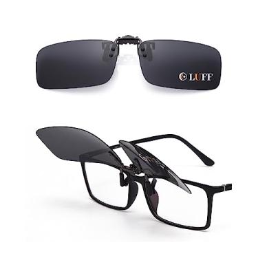 Imagem de LUFF Óculos de sol polarizados com clipe ajustável sobre óculos de grau masculino feminino HD antirreflexo UV400 clipes para atividades ao ar livre, Preto, 58*37mm