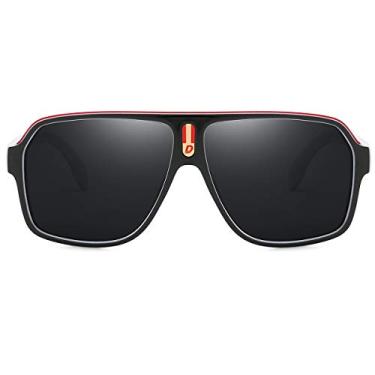Imagem de DUBERY Óculos de sol aviador grandes masculinos clássicos grandes lentes polarizadas D103, A - branco e preto/preto, 146mm