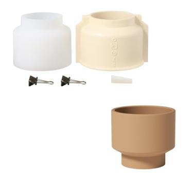 Imagem de BOOWAN NICOLE Moldes de silicone para vasos largos e estreitos para concreto, molde de vaso de flores de cimento, molde de vela para decoração artesanal de jardim ao ar livre (SH1025)