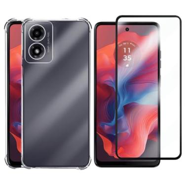 Imagem de Kit Capa Capinha + Película 3D para Moto G24 | Anti-Impacto | Transparente | Proteção Total | Case Air Anti Impacto Transparente + Película De Vidro Temperado 3d Resistente