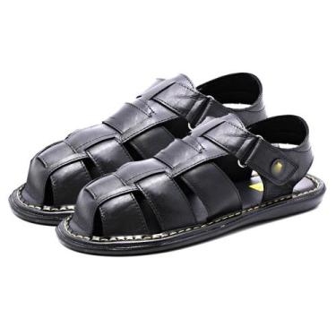 Imagem de Sandália Ortopédica Masculina Franciscana Fechada De Couro Legitimo Le