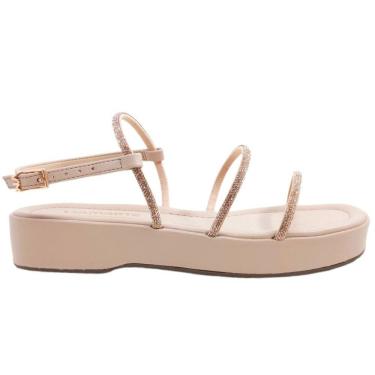 Imagem de Sandália Feminina Papete Social Casual Dia a Dia Flatform com Strass Via Marte 182-005