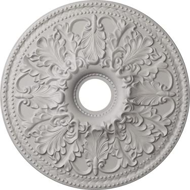 Imagem de Medalhão de teto Ekena Millwork CM23ASUWF Ashley, 23 7/8"OD x 4"ID x 2 1/8"P (serve em toldos até 4 3/4"), pintado à mão Ultra Branco puro