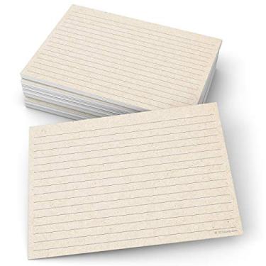 Imagem de 321Done Cartões de índice rústicos jumbo – Feito nos EUA – Tamanho grande 12,7 x 17,8 cm horizontal (conjunto de 50), cartões pautados Kraft Tan College-Ruled Dupla face, cartolina grossa resistente, linhas simples de cartões de notas, GG