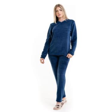 Imagem de Pijama Feminino Fleece Plush Pelinhos Quentinho Inverno Frio Neve Pelu