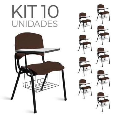 Imagem de Cadeira Plástica Universitária Kit 10 A/E Marrom Lara - Shop Cadeiras