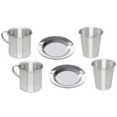 Imagem de Conjunto Copos, Canecas e Pratos Aluminio Polido Brilhante - OkayShop