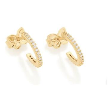 Imagem de Brinco Meia Argola Cravejado Zircônias Rommanel 526511, Branco, unico