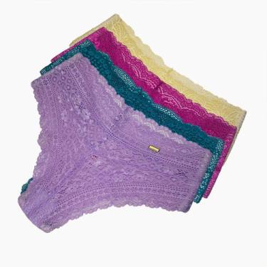 Imagem de Kit 5 Calcinha Semi Fio Confortável De Renda Adulta Microfibra - Empór