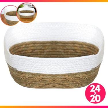 Imagem de Cesto Organizador 24 x 20 x 10 Multiuso Fibra Natural Decorativo - Par