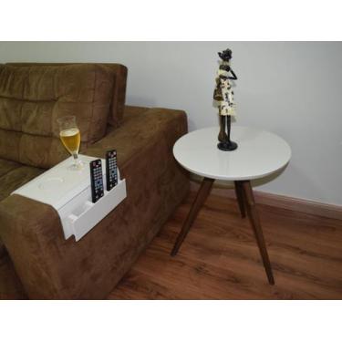 Imagem de Mesa Lateral Tampo Laqueado Para Sala Tampo 60 cm Tripé Pés Palito - O