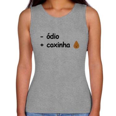 Imagem de Regata Feminina Menos ódio, Mais coxinha - Foca na Moda, Cinza, M