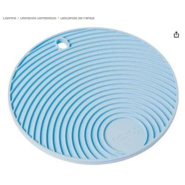Imagem de Apoio/Descanso de Panela redondo azul em silicone atóxico com maior es
