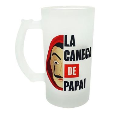 Imagem de Caneca Vidro Jateado Chopp / Cerveja La Caneca de Papai - GMH Prod. Se
