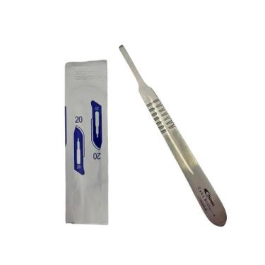 Imagem de Kit Lamina Bisturi Bioland 10 unid  e cabo 4 Thimon 1 unid - Thimon e 