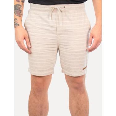 Imagem de Bermuda Calvin Klein Jeans Masculina Linen Listras Off-White, 38