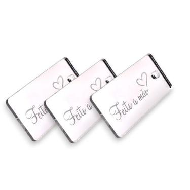 Imagem de Tag Decorativa Acrílicas 3.0x1.0 cm Feito a Mão Prata Espelhado 10 Un 