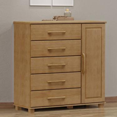 Imagem de Cômoda Sapateira 5 Gavetas 1 Porta Ouro Freijó  Madeira Pinus - Finestra