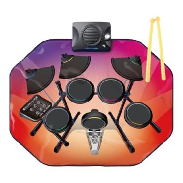 Imagem de Almencla Conjunto de bateria eletrônica Roll up Drum Kit, com baquetas, almofadas de prática de bateria eletrônica, almofadas de prática de bateria Roll up,