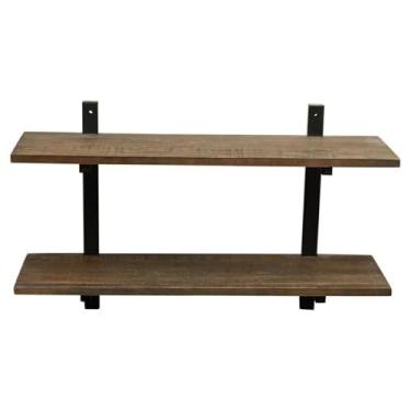 Imagem de Prateleira de parede Pomona 91 cm de largura de metal e madeira de bétula maciça, marrom, rústica industrial moderna, decoração de casa, armazenamento de exibição, 75% madeira de bétula maciça, 25%