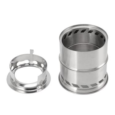 Imagem de Fogão Externo de Aço Inoxidável para Fogueira - Churrasqueira Portátil para Lenha, Carvão e álcool Sólido - Ideal para Churrasco, Aquecimento e Cozinha (Suporte alto)