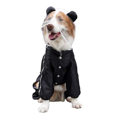 Imagem de IOICYBF Capa de chuva para cães com capuz, impermeável, cobertura total, refletiva, poncho de chuva de secagem rápida, poncho de chuva e sapatos para cães pequenos, médios e grandes, panda, M