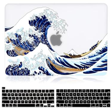 Imagem de iDonzon Capa para MacBook Pro de 13 polegadas M2 M1 A2338 A2289 A2251 A2159 A1989 A1706 A1708 versão 2022-2016, efeito 3D fosco transparente transparente capa dura compatível Pro 13,3 polegadas com Touch ID, Great Wave