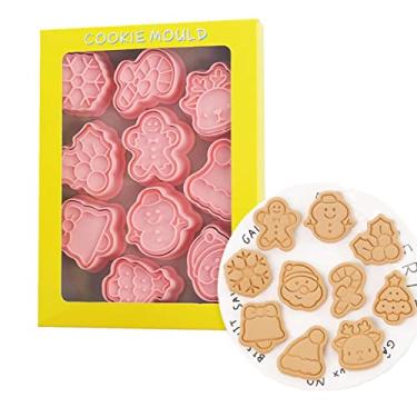 Imagem de 10 Peças Bonito Cortador de Biscoito de Natal Moldes de Biscoito Para Assar Molde de Biscoito Imprensa Conjunto de Molde de Biscoito de Natal Ferramentas de Cozinha Carimbos de Biscoito de Plástico (Natal E)