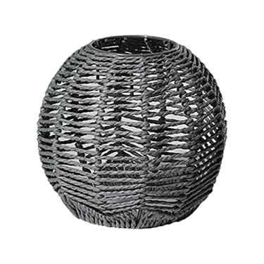 Imagem de Generic Abajur rústico Rattan Abajur artesanal trançado pendente luz para restaurante teto pendente luz corredor casa cabeceira, cinza redondo