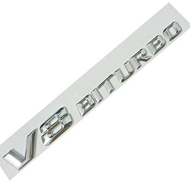 Imagem de bobrand Chrome Substitui com Benz V8 Biturbo Lateral Adesivo Placa de Identificação Logotipo Emblema Amg Decoração Modificada