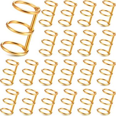 Imagem de 20 peças 3 anéis de metal folgado com dobradiças de encaixe com 20 mm de diâmetro interno para diário de viagem, álbum de fotos, pentes de fiação, Dourado