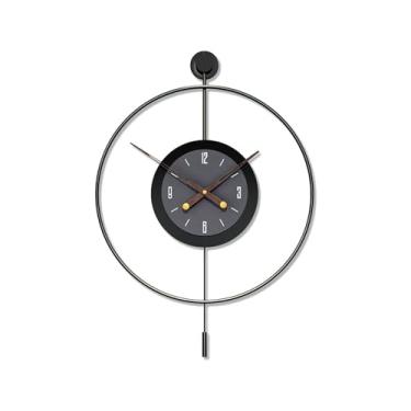 Imagem de Relógios de parede operados por bateria, decoração moderna relógio de parede grande, relógio de quartzo decorativo de parede silencioso sem tique-taque com pêndulo para sala de