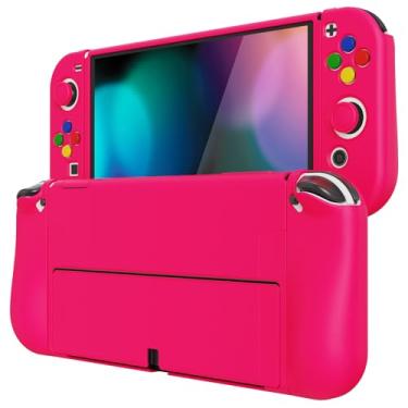 Imagem de PlayVital ZealProtect Capa protetora macia para Nintendo Switch OLED, capa protetora flexível Joycon Grip para Nintendo Switch OLED com alças de polegar e tampa de botão de direção ABXY - rosa