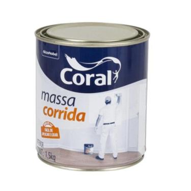 Imagem de Massa Corrida Coral 1,5kg Branco Fosco De Alto Rendimento Alvenaria Co
