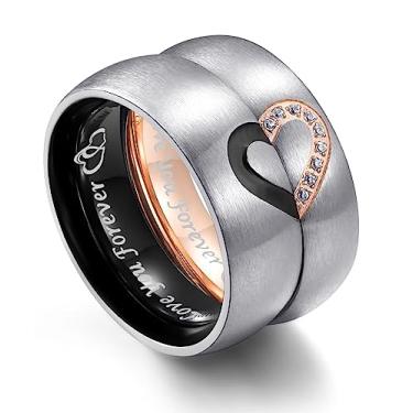 Imagem de Adreamz Anéis de compromisso combinando His Queen Her King para casais, alianças de casamento, coroa a laser e zircônia cúbica, rainha e rei, anéis de casamento dele e dela para casais, Aço inoxidável, Sem pedra preciosa