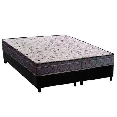 Imagem de Conjunto Box Queen: Colchão Espuma Ortobom D20 Physical Super Hiper Resistente 20 + Base Crc Suede Black (158x198)