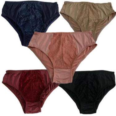 Imagem de Kit 5 Calcinha Lingerie Feminina Calçola Conforto Com Renda Senhora Ta