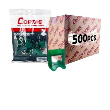 Imagem de Espaçador Nivelador Eco C/500 Peças Verde Cortag Para Azulejo Cerâmica Piso Porcelanato Rejunte Profissional - (2.0MM | 62411)