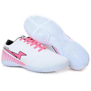 Imagem de Tênis Futsal Quadra Cr Cronos Adulto Sola Costurada Masculino Feminino Confortáveç (Branco/Rosa, BR, Adulto, Numérico, 39)