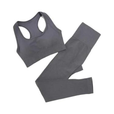 Imagem de Conjunto de Yoga Sem Costura Feminino - Roupas de Ginástica e Fitness,