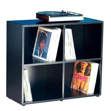 Imagem de Estante para Vinis com Capacidade para 320 LPs - MDF Preto Fosco 18mm - Pronta para Uso