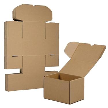 Imagem de HESESOH Conjunto De 25 Caixas De Remessa De 6X4X4 Polegadas, Caixa De Papelão Ondulado Marrom, Mala Direta Para Embalagem De Pequenas Empresas