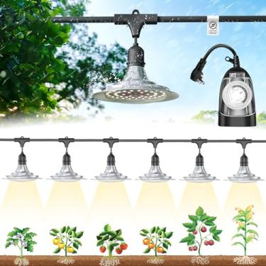 Imagem de EVERYGROW Luzes De Cultivo Externas Com Temporizador, Luzes De Cultivo De Estufa De Espectro Total Com Temporizador Para Plantas Externas, Luz De Cultivo De Corda À Prova D'Água Ip65 Para Áreas Exte
