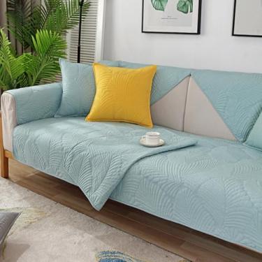 Imagem de Capas de sofá acolchoadas com estampa de folhas para proteção de móveis, protetor de móveis jacquard 3D quente, capa de almofada de cor sólida para cães, crianças - azul claro ||1 fronha (45 x 45)