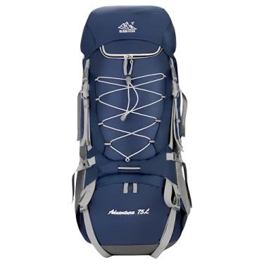 Imagem de Mochila de Caminhada Trilha Camping Acampamento Viagem Resistente à Água Grande 75L (Azul Marinho)