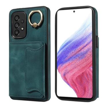 Imagem de Capa de couro para carteira Ring Hoder Card Solt para Samsung Galaxy S23 Ultra S22 Plus A54 a14 A24 A34 A54 A53 A23 Kickstand Phone Case, verde, para Galaxy A14 (A14 5G)