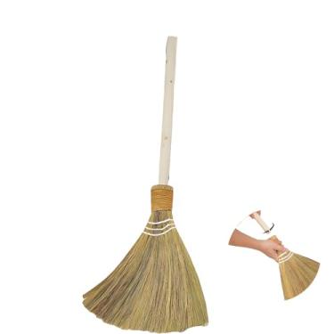 Imagem de Vassoura de batedor natural feita à mão com cabo de madeira, para decoração DIY, vassoura macia de palha vietnamita (12,6 polegadas largura 73 cm de comprimento)