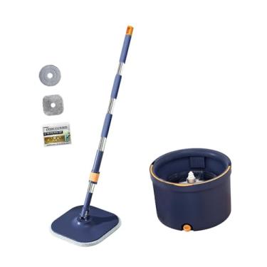 Imagem de ＫＬＫＣＭＳ MOP e Bucket Conjunto, balde de esfregão plano, torcendo Microfibras de Microfiber de Água Limpa Dirtária para Hotel Flooring Hotel, Azul